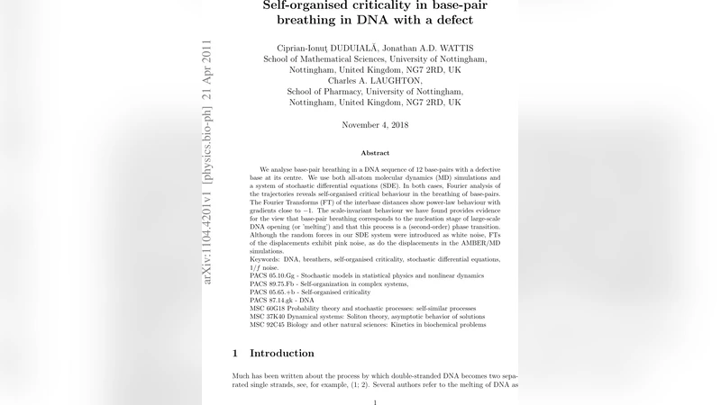 Self-organised criticality in base-pair breathing in DNA with a defect