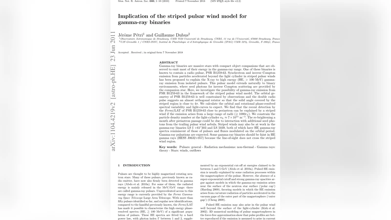 Implication of the striped pulsar wind model for gamma-ray binaries