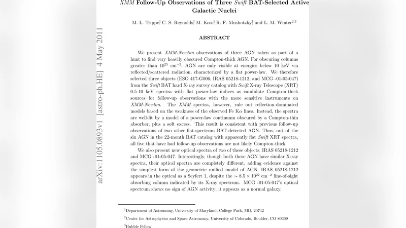 XMM Follow-Up Observations of Three Swift BAT-Selected Active Galactic   Nuclei