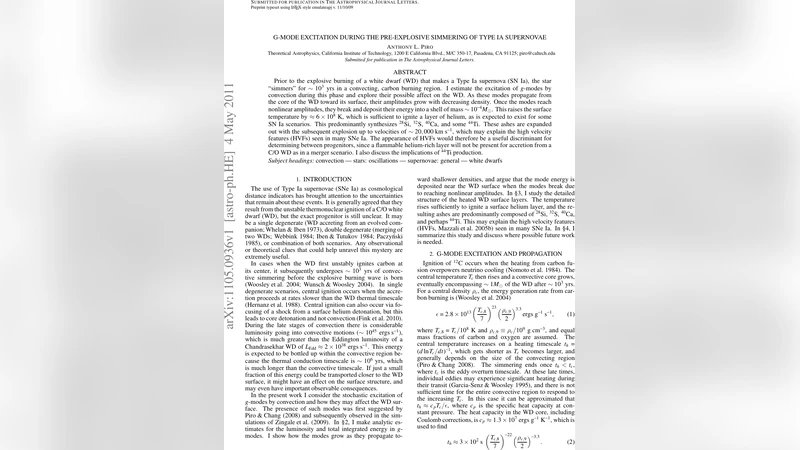 G-Mode Excitation During the Pre-explosive Simmering of Type Ia   Supernovae