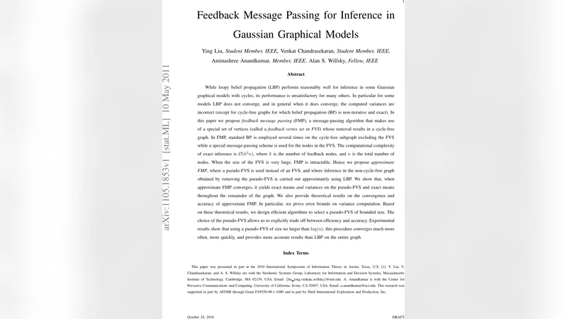 Feedback Message Passing for Inference in Gaussian Graphical Models
