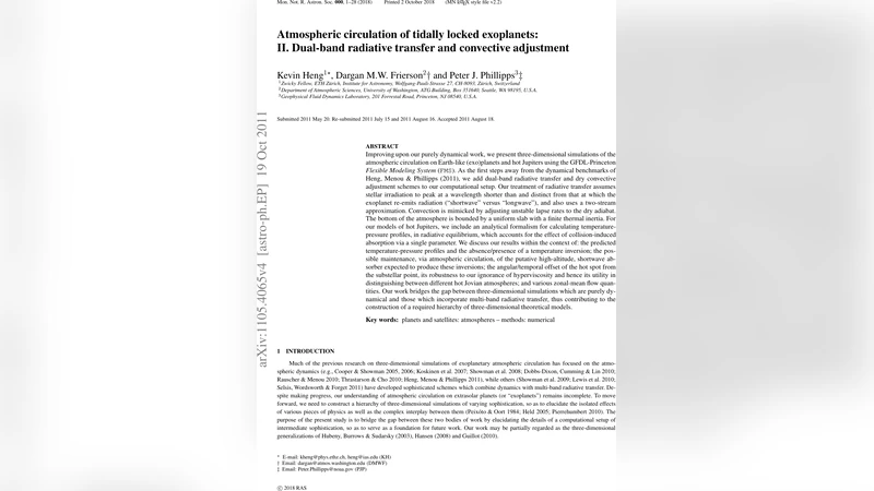 Atmospheric circulation of tidally locked exoplanets: II. Dual-band   radiative transfer and convective adjustment