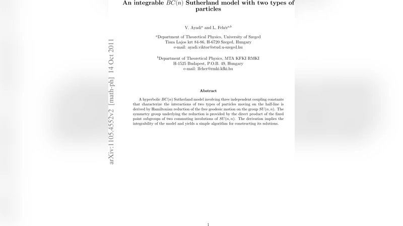 An integrable BC(n) Sutherland model with two types of particles