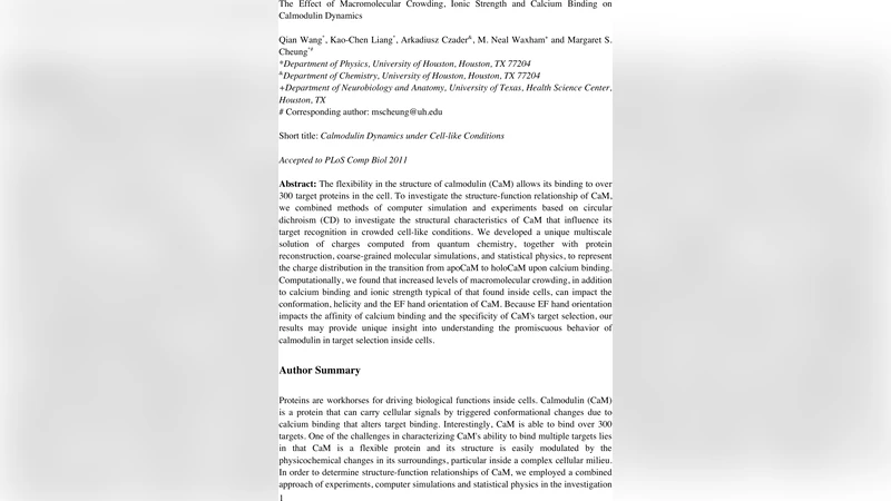 The Effect of Macromolecular Crowding, Ionic Strength and Calcium   Binding on Calmodulin Dynamics