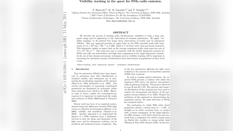 Visibility stacking in the quest for SNIa radio emission