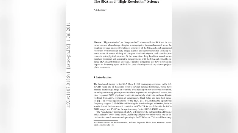 The SKA and "High-Resolution" Science