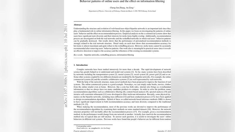 Behavior patterns of online users and the effect on information   filtering