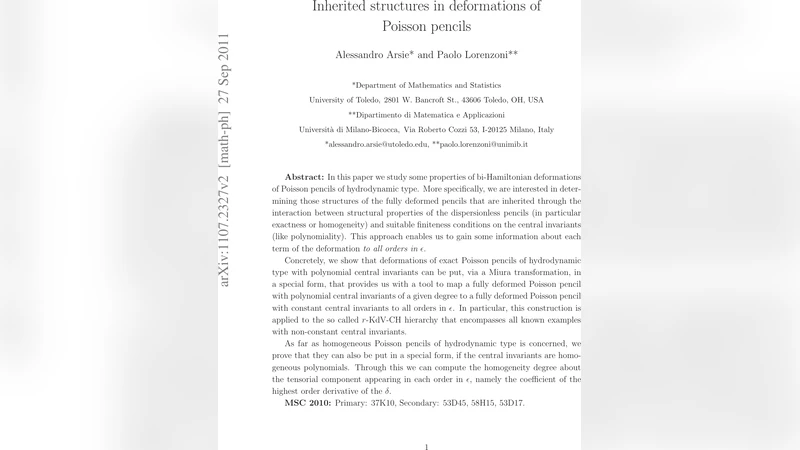 Inherited structures in deformations of Poisson pencils