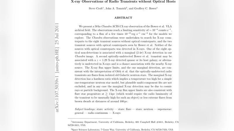 X-ray Observations of Radio Transients without Optical Hosts