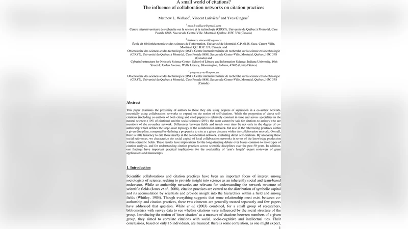 A small world of citations? The influence of collaboration networks on   citation practices