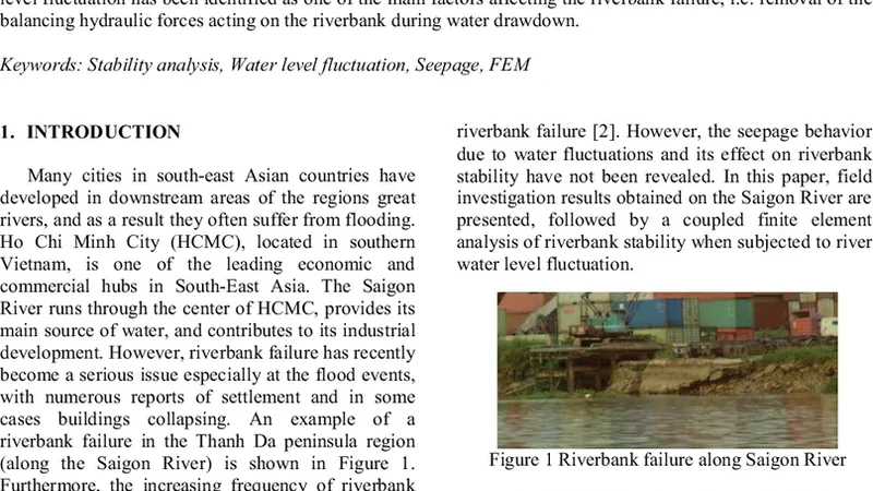 Seepage flow-stability analysis of the riverbank of Saigon river due to   river water level fluctuation