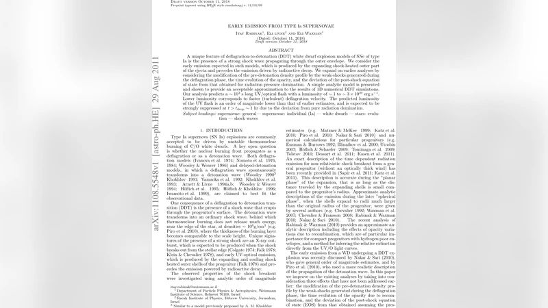 Early emission from type Ia supernovae