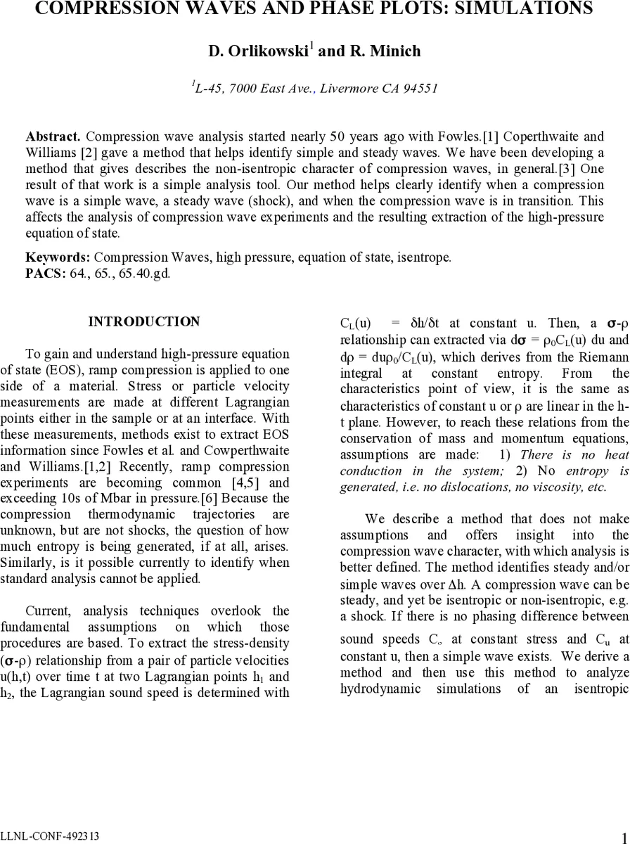 Compression Waves and Phase Plots: Simulations