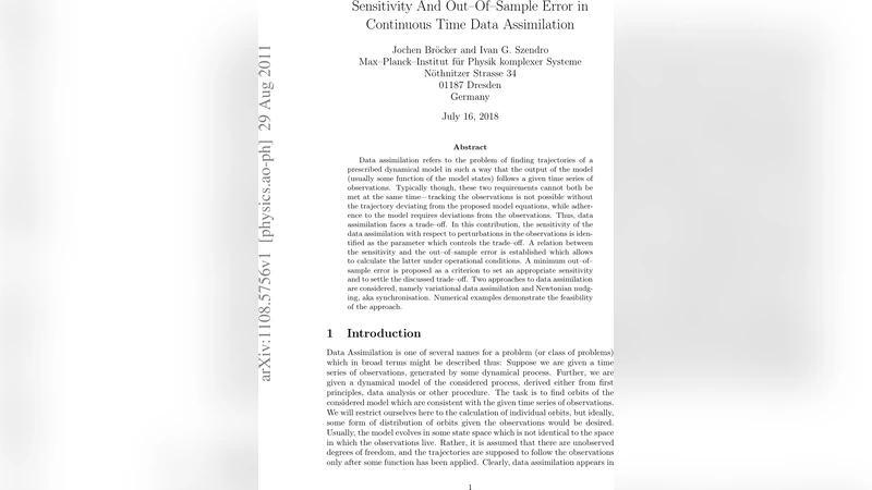 Sensitivity And Out-Of-Sample Error in Continuous Time Data Assimilation