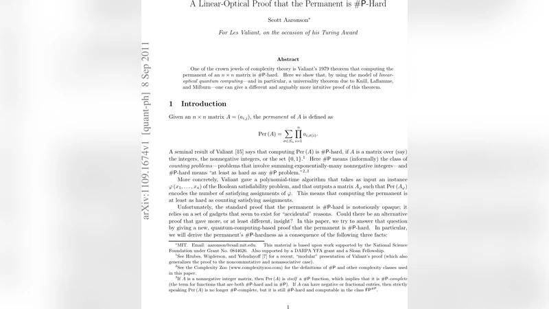 A Linear-Optical Proof that the Permanent is #P-Hard