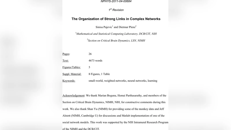 The Organization of Strong Links in Complex Networks