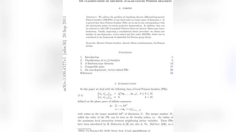 On classification of discrete, scalar-valued Poisson Brackets