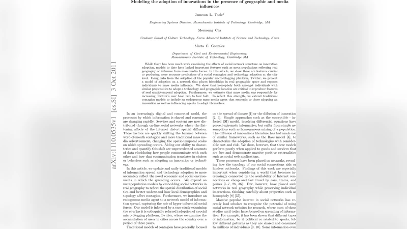 Modeling the adoption of innovations in the presence of geographic and   media influences