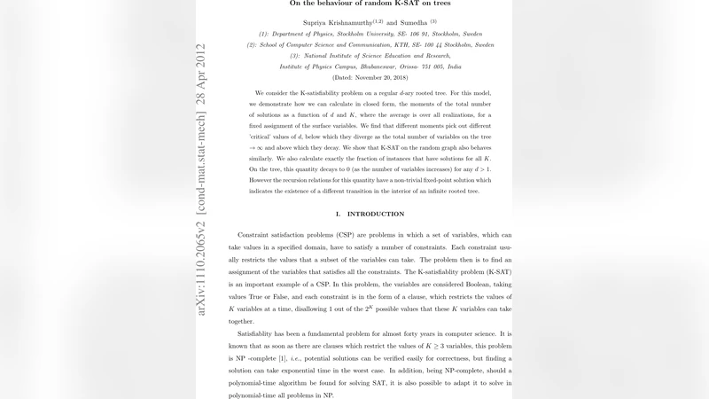 On the behaviour of random K-SAT on trees