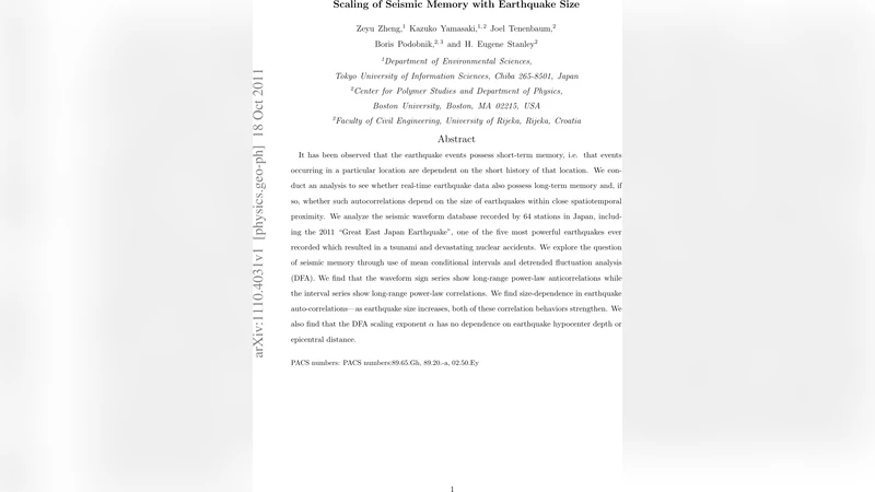 Scaling of Seismic Memory with Earthquake Size