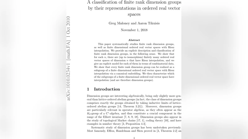 A classification of finite rank dimension groups by their   representations in ordered real vector spaces