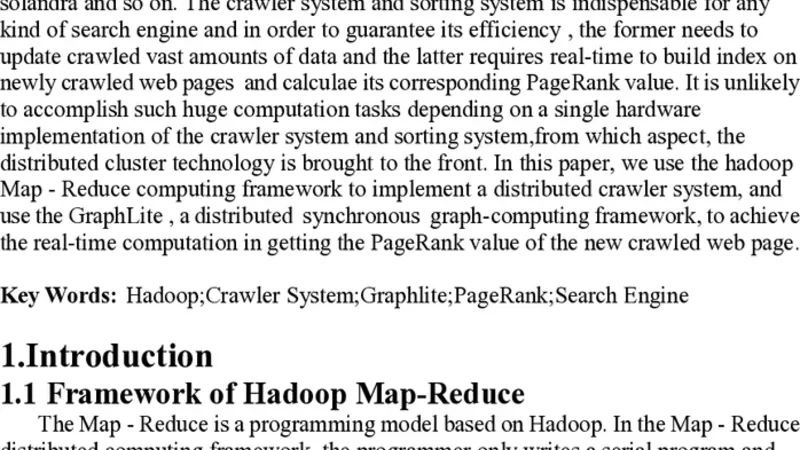 The Implementation of Hadoop-based Crawler System and Graphlite-based   PageRank-Calculation In Search Engine