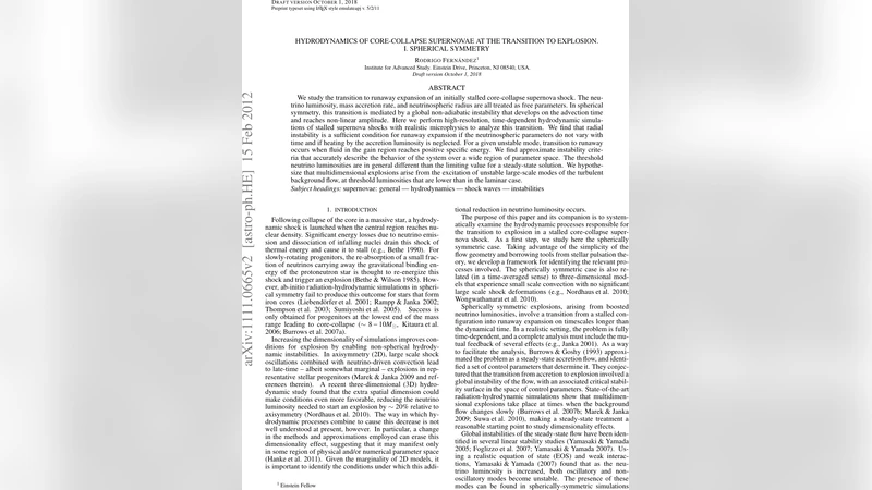 Hydrodynamics of Core-Collapse Supernovae at the Transition to   Explosion. I. Spherical Symmetry