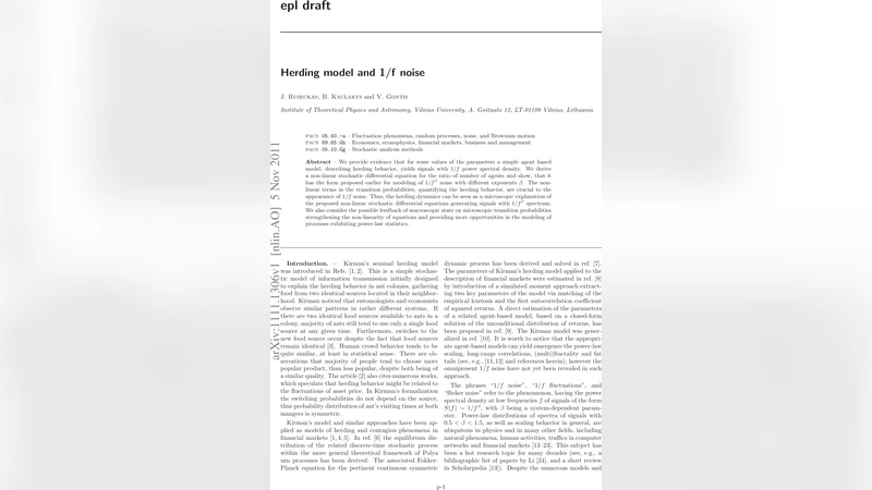 Herding model and 1/f noise