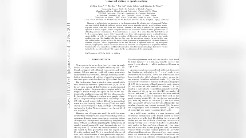 Universal scaling in sports ranking