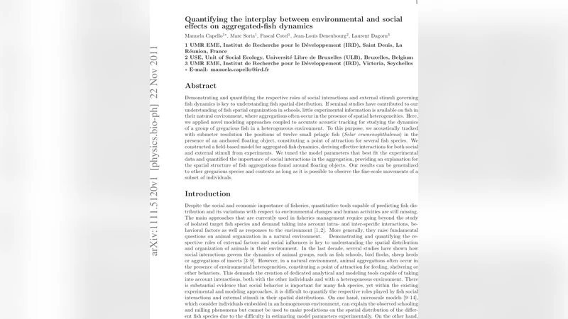 Quantifying the interplay between environmental and social effects on   aggregated-fish dynamics