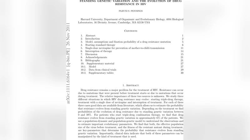 Standing genetic variation and the evolution of drug resistance in HIV