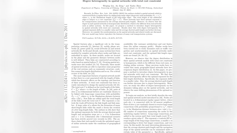 Degree heterogeneity in spatial networks with total cost constraint