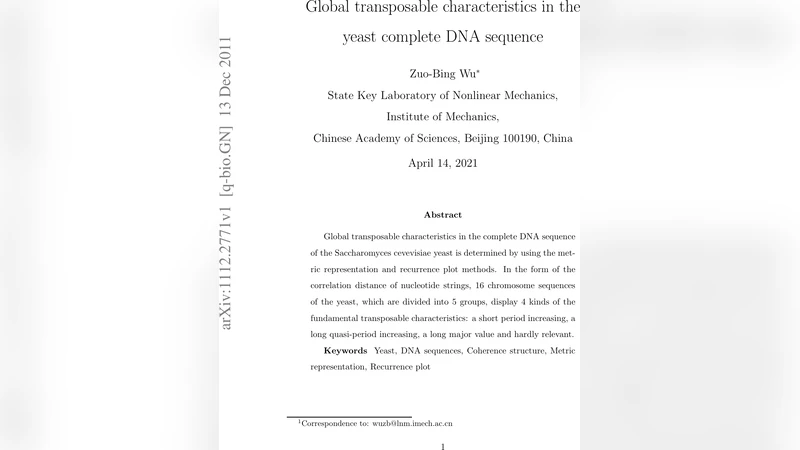 Global transposable characteristics in the yeast complete DNA sequence
