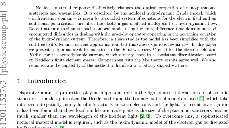Numerical solution of nonlocal hydrodynamic Drude model for arbitrary   shaped nano-plasmonic structures using Nedelec finite elements