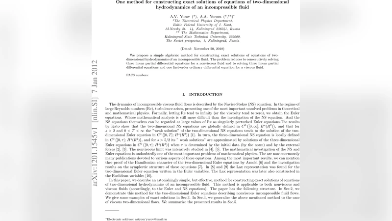 One method for constructing exact solutions of equations of   two-dimensional hydrodynamics of an incompressible fluid