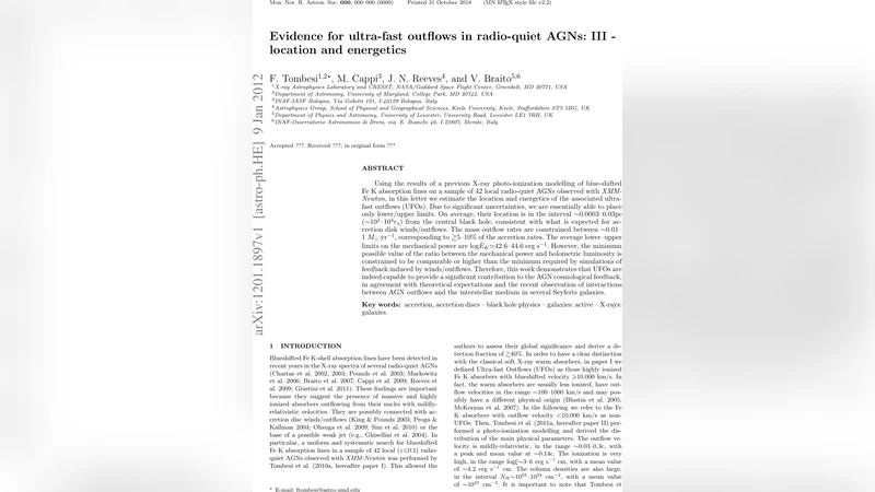 Evidence for ultra-fast outflows in radio-quiet AGNs: III - location and   energetics