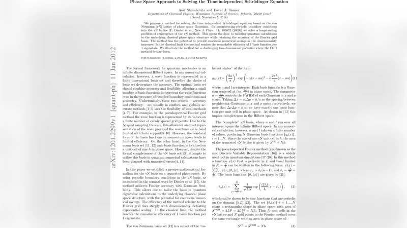 Phase Space Approach to Solving the Time-independent Schr"odinger   Equation