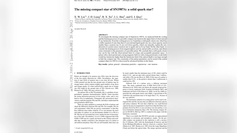 The missing compact star of SN1987A: a solid quark star?