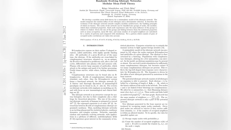 Randomly Evolving Idiotypic Networks: Modular Mean Field Theory