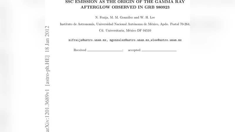 SSC Emission as the Origin of the Gamma Ray Afterglow Observed in GRB   980923