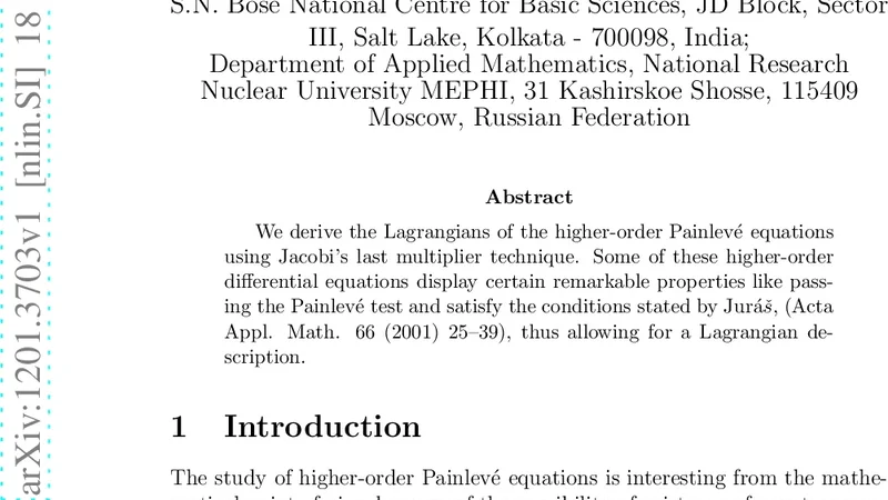 A Lagrangian Description of the Higher-Order Painleve Equations