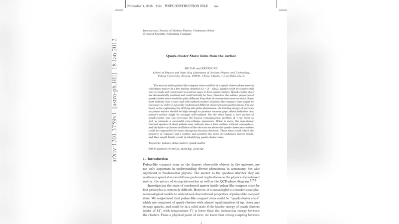 Quark-cluster Stars: hints from the surface