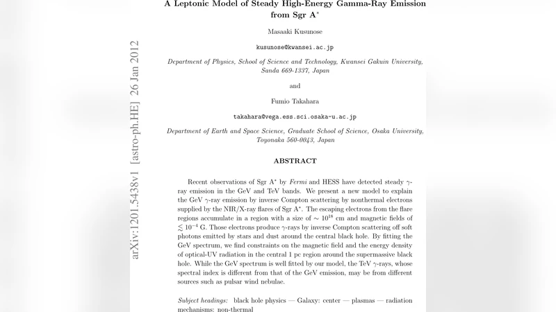 A Leptonic Model of Steady High-Energy Gamma-Ray Emission from Sgr A$^*$