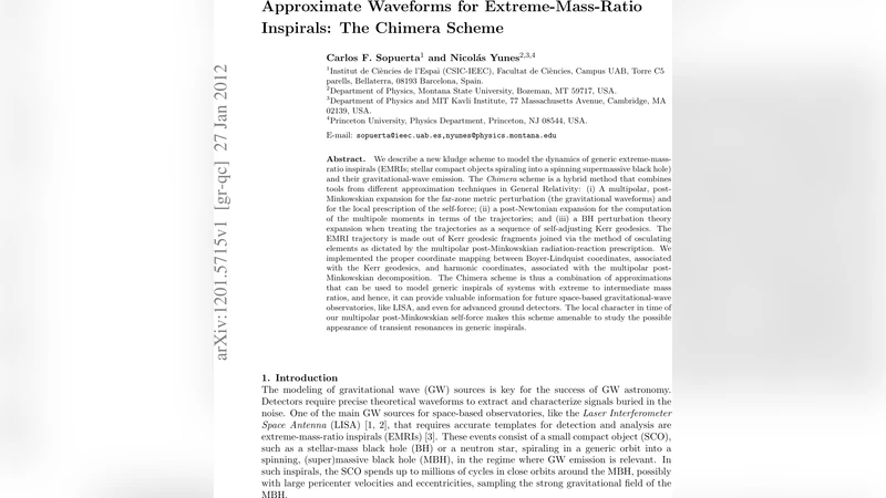 Approximate Waveforms for Extreme-Mass-Ratio Inspirals: The Chimera   Scheme