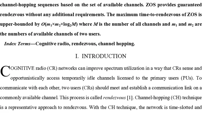 ZOS: A Fast Rendezvous Algorithm Based on Set of Available Channels for   Cognitive Radios
