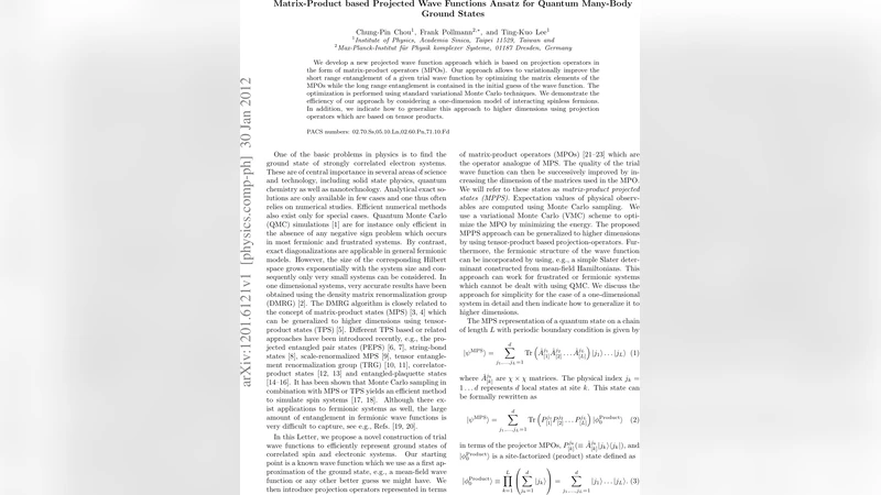 Matrix-Product based Projected Wave Functions Ansatz for Quantum   Many-Body Ground States