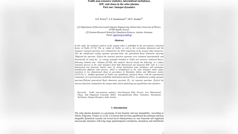Tsallis non-extensive statistics, intermittent turbulence, SOC and chaos   in the solar plasma. Part one: Sunspot dynamics