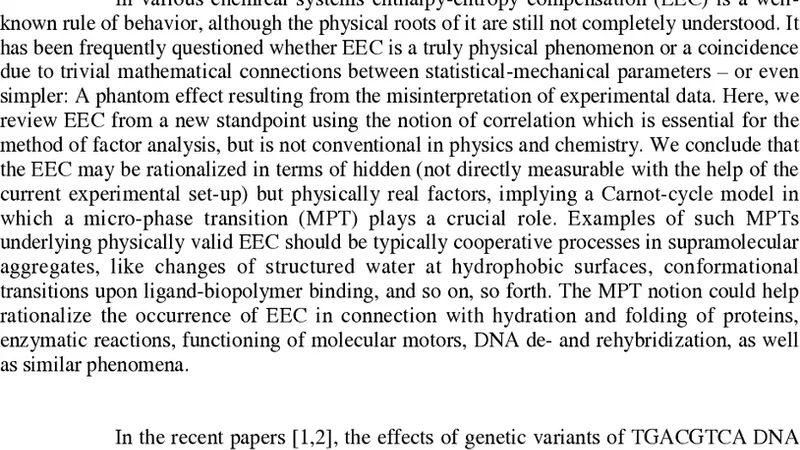 Entropy-Enthalpy Compensation May Be a Useful Interpretation Tool for   Complex Systems Like Protein-DNA Complexes: An Appeal to Experimentalists