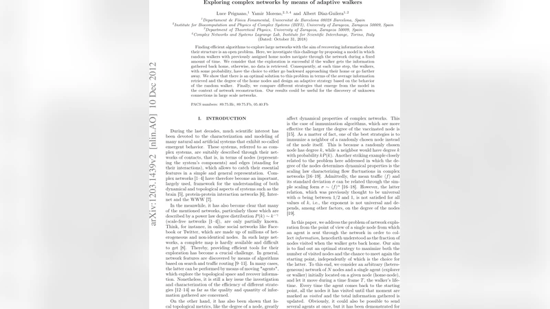 Exploring complex networks by means of adaptive walkers