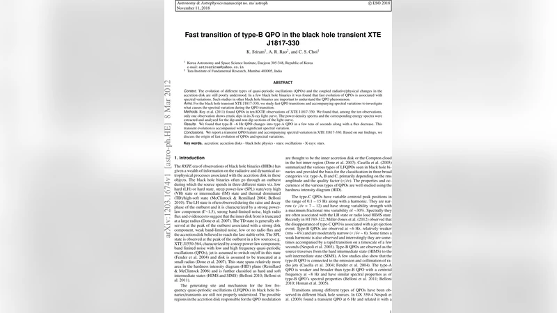 Fast transition of type-B QPO in the black hole transient XTE J1817-330